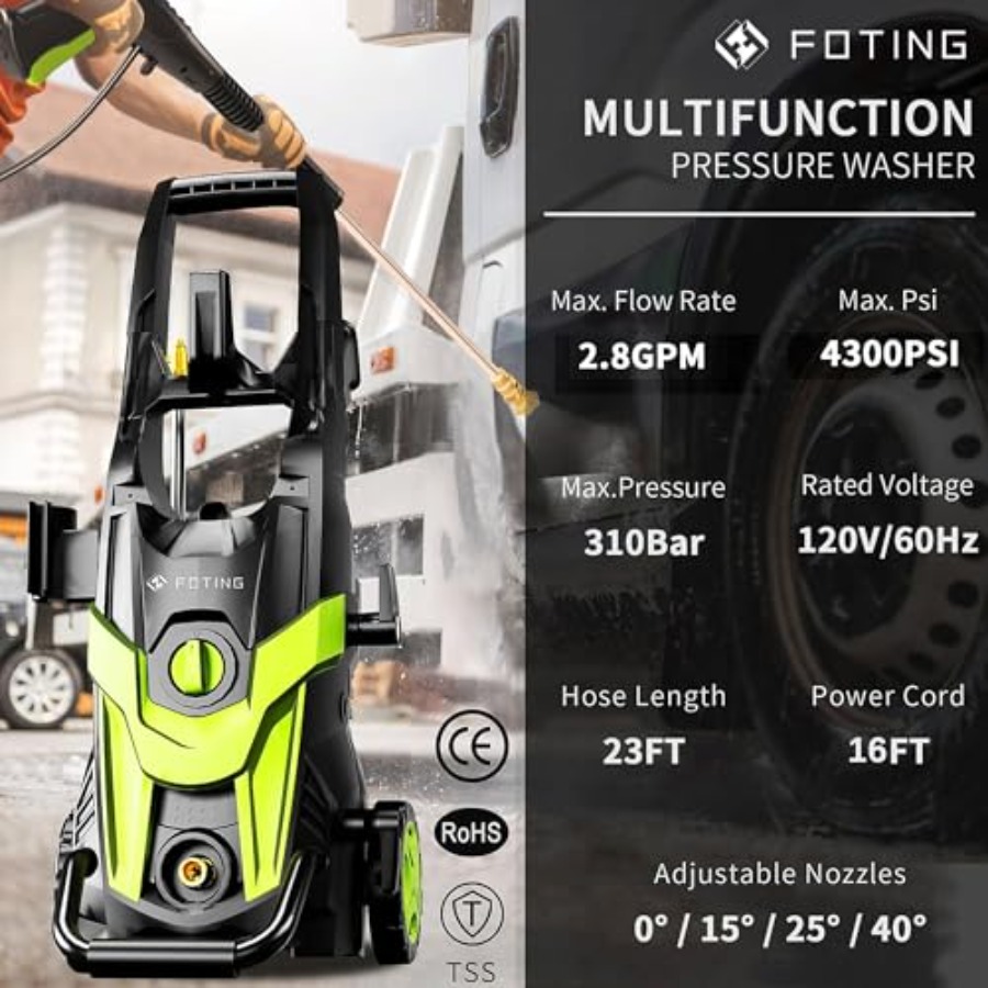 Power waher 4300PSI with 4 Qui - Foam Cannon Car Wash reseña y precio
