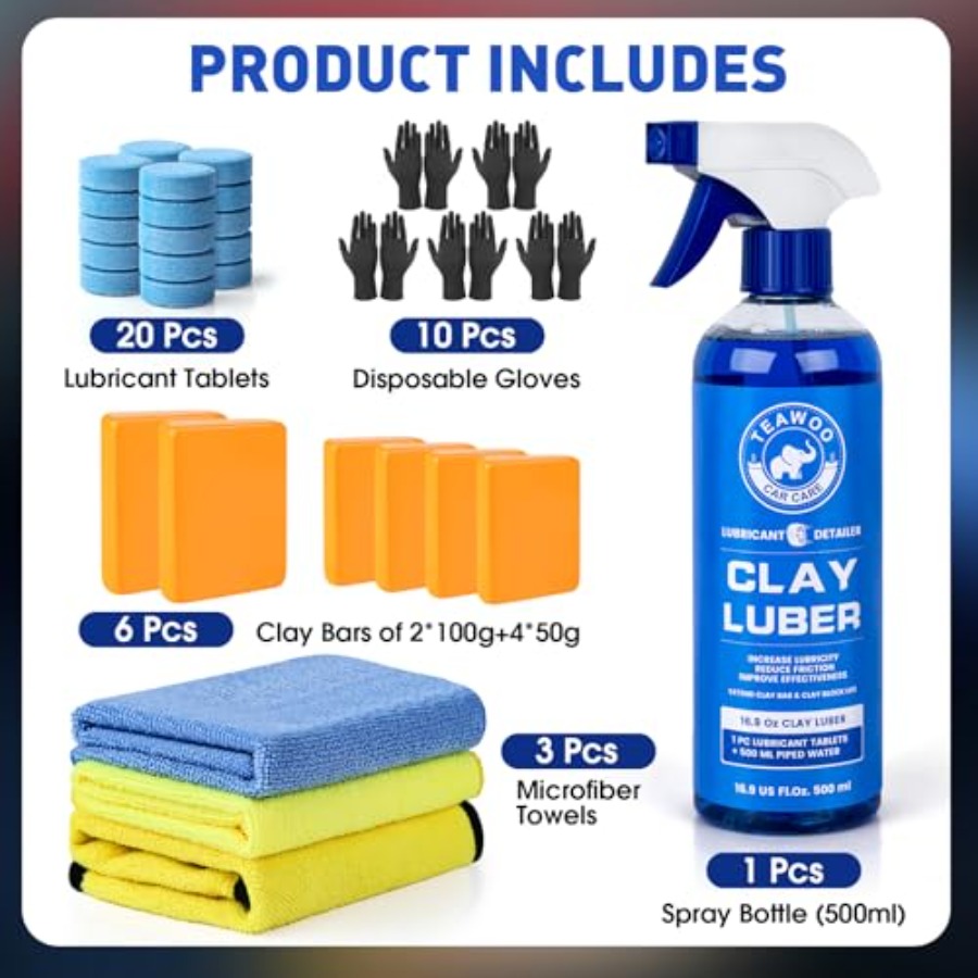Clay Bars Kit, 6 Clay Bars and - Clay Bar Lubricant reseña y precio