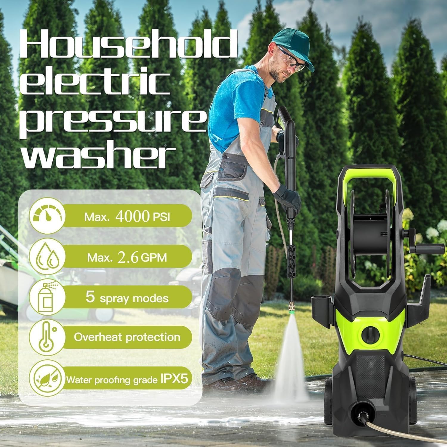 4000PSI Electric Pressure Wash - Pressure Washer Foam Gun reseña y precio