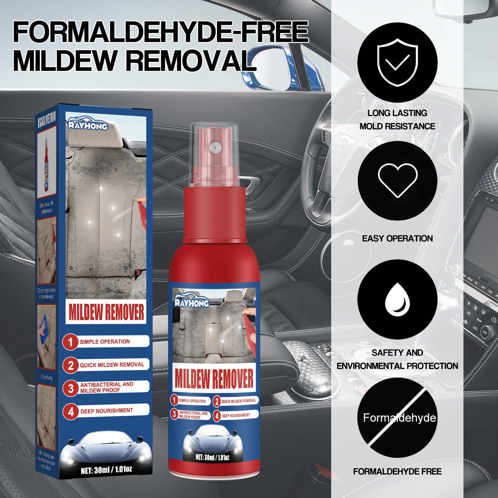 Car Mildew Remover Spray Multi - Seat Cleaner Fabric reseña y precio
